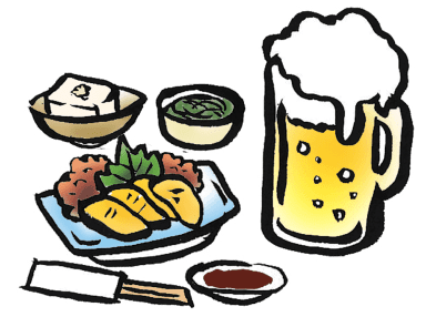 大衆酒場鶏家ふくべぇお料理のイラスト